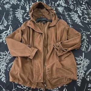 Brown Hooded Cargo Jacket